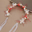Corona Floral Roja para Bebé Niña con Perlas | Tiara Elegante para Navidad y Sesiones de Fotos