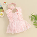 Vestido Rosa de Encaje con Flores 3D para Bebé – Modelo Petal Bloom
