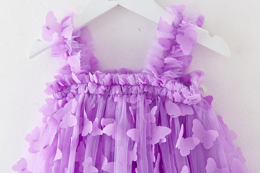 Vestido Lila Mariposa 3D – Sueño de Hada para Tu Pequeña