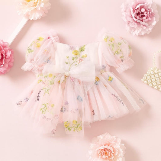 Vestido Tul Floral Pastel – Lazo Central