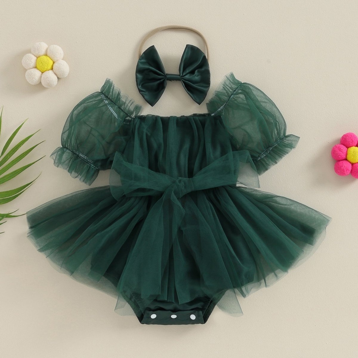 Vestido Verde Esmeralda de Tul – Colección Hadas del Bosque 🌿✨ | Vestido de Encaje | Ropa de bebé y niña | El Closet de Emma Imagen principal del producto