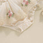 Enterizo de Encaje Floral con Tul Volado – Incluye Vincha