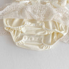 Vestido Ivory Encaje Floral con Lazos – Verano