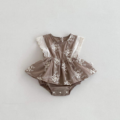 Body Floral Café con Encaje – Modelo Terra Lace