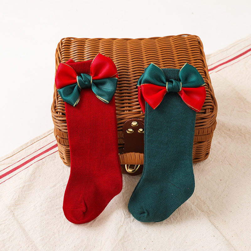 Medias Navideñas con Lazo Grande – Colección Magia de Navidad 🎀✨ Imagen principal del producto