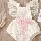 Enterizo de Encaje con Flores Bordadas para Bebé – Modelo Garden Bloom
