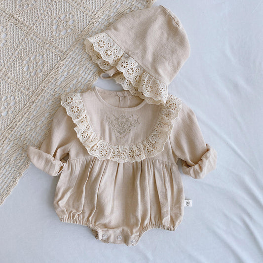 Enterizo “Vintage Almendra” – Elegancia atemporal para tu bebé