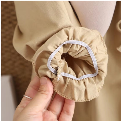 Abrigo Beige con Lazos y Cuello Peter Pan