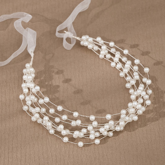 Diadema de Cintas con Perlas Elegantes