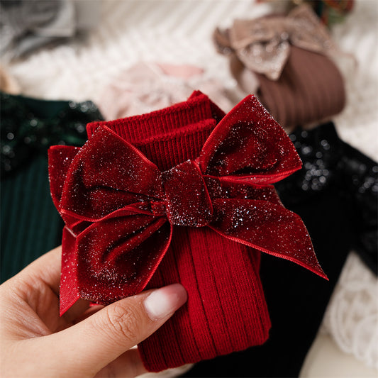 Medias Navideñas Rojas con Lazo Brillante – Colección Dulce Navidad 🎀🎄