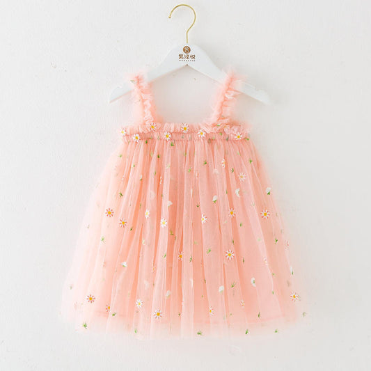 Vestido “Melocotón de Primavera” – Encanto Floral en Tul Bordado