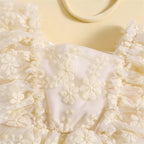 Body Vestido de Encaje Floral Marfil – Incluye Vincha