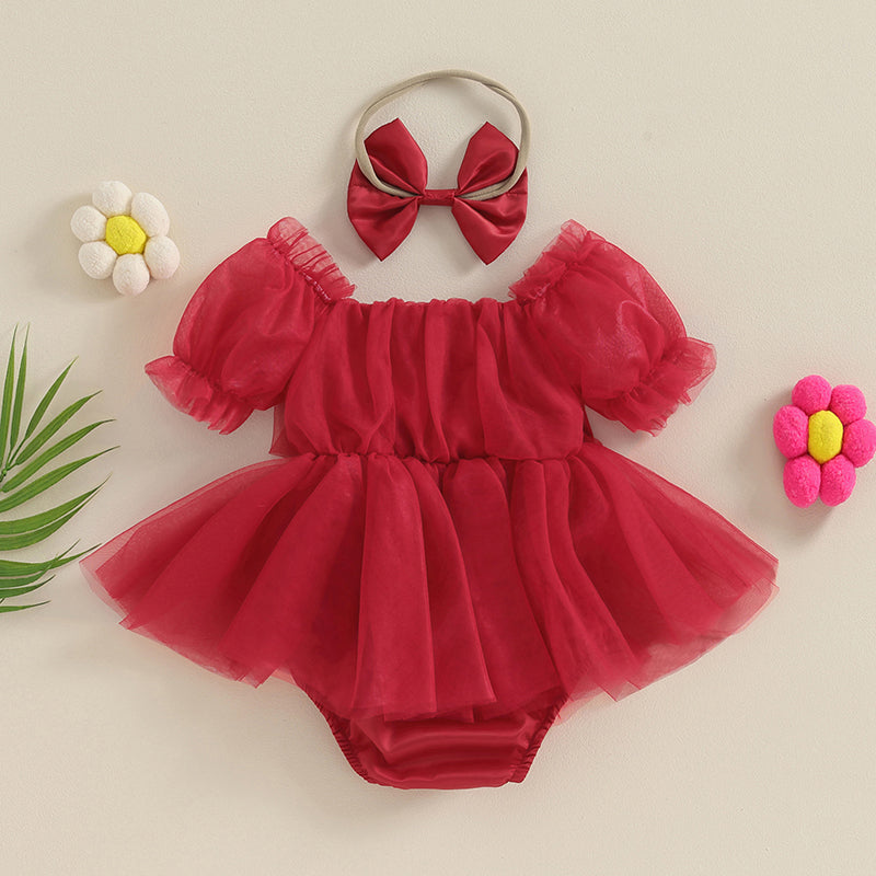 Vestido Rojo de Tul con Lazo – Colección Dulce Navidad