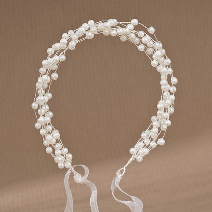 Diadema de Cintas con Perlas Elegantes