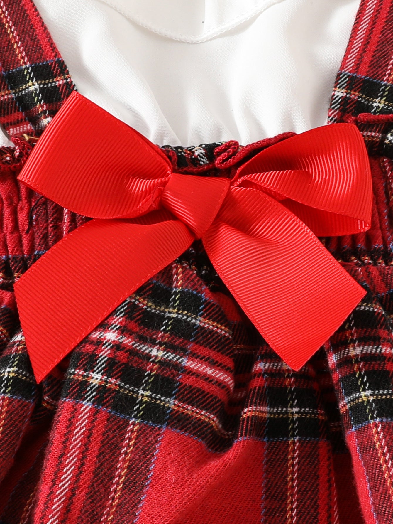 Conjunto Rojo con Blusa Blanca y Moño – Estilo Festivo para Bebé Niña