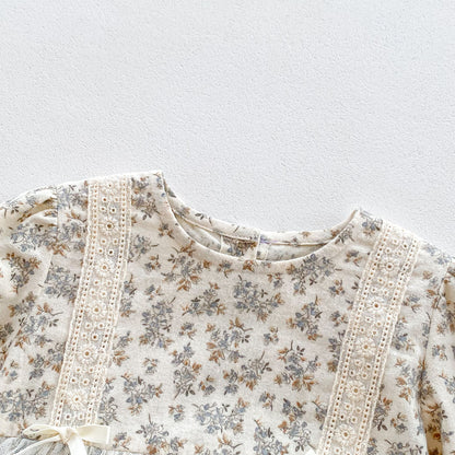 Vestido Vintage Floral con Gorro – 2 piezas