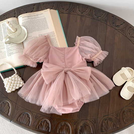 Vestido Rosado con Lazo  – Modelo Bella Bow