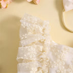 Body Vestido de Encaje Floral Marfil – Incluye Vincha