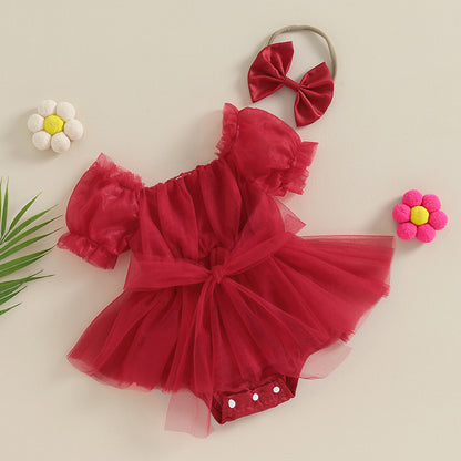 Vestido Rojo de Tul con Lazo – Colección Dulce Navidad