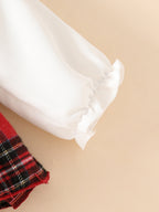 Conjunto Rojo con Blusa Blanca y Moño – Estilo Festivo para Bebé Niña