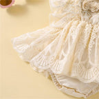 Enterizo de Encaje con Rosas y Vincha – Modelo Cream Rose