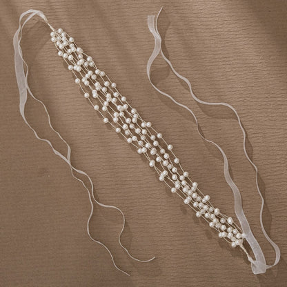 Diadema de Cintas con Perlas Elegantes