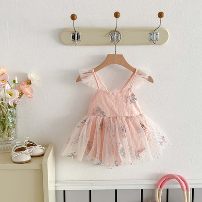 Vestido Rosa Pastel con Tul Bordado