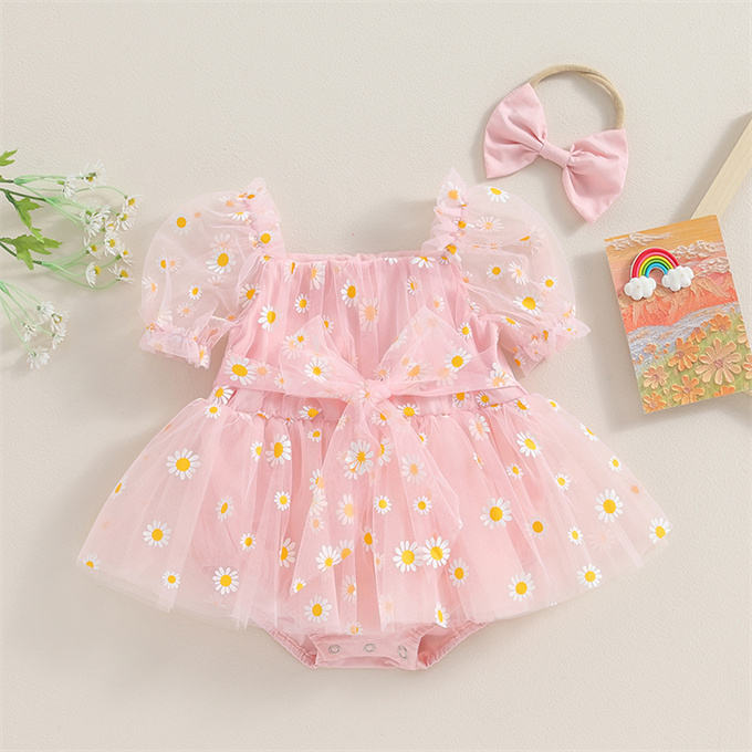 Body Vestido Rosa con Margaritas – Modelo Daisy Love