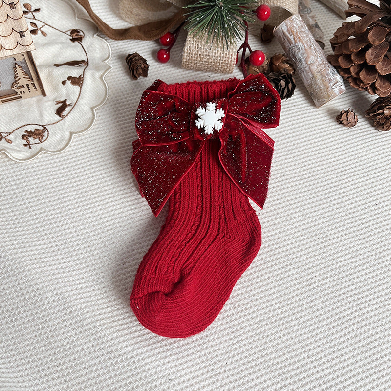 Medias Rojas con Lazo y Copito – Colección Dulce Navidad ❄️🎀 Imagen principal del producto