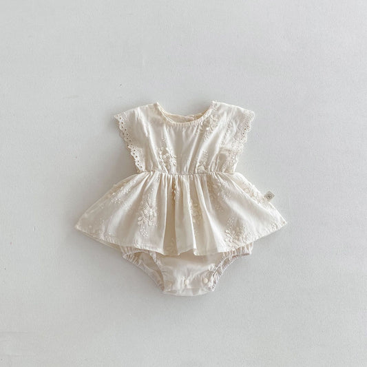 Body Vestido de Algodón Bordado Color Crema