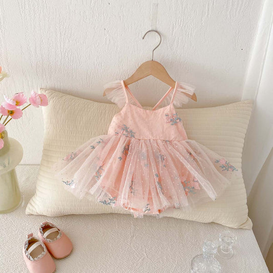 Vestido Rosa Pastel con Tul Bordado