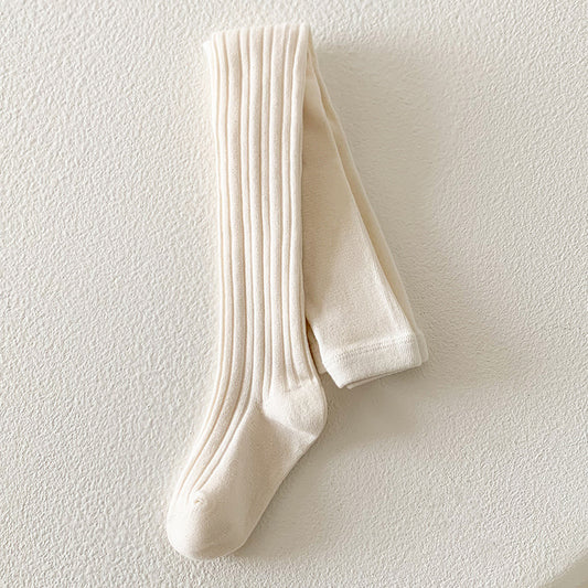 Pantimedias Tejidas Color Crema para Bebé y Niña