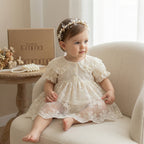 Romper Vestido Ivory Encaje Floral – Manga Abullonada